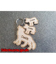 Personalised Wolf Keyring Gift for Dad, Daddy or Grandpa, Grandad Personalised Mens Gifts , Birthday, Christmas or Fathers Day